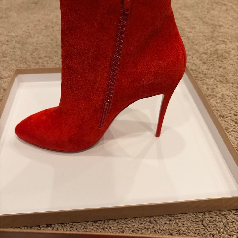 Red Suede Stiletto Boots
